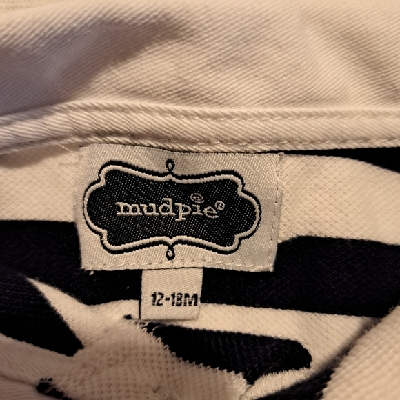 Mudpie size 12-18 months lobster on blue & white stripe romper - Picture 3 of 6